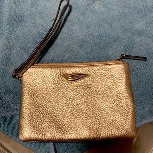 Authentic DVF Lips GoldLeather Wristlet